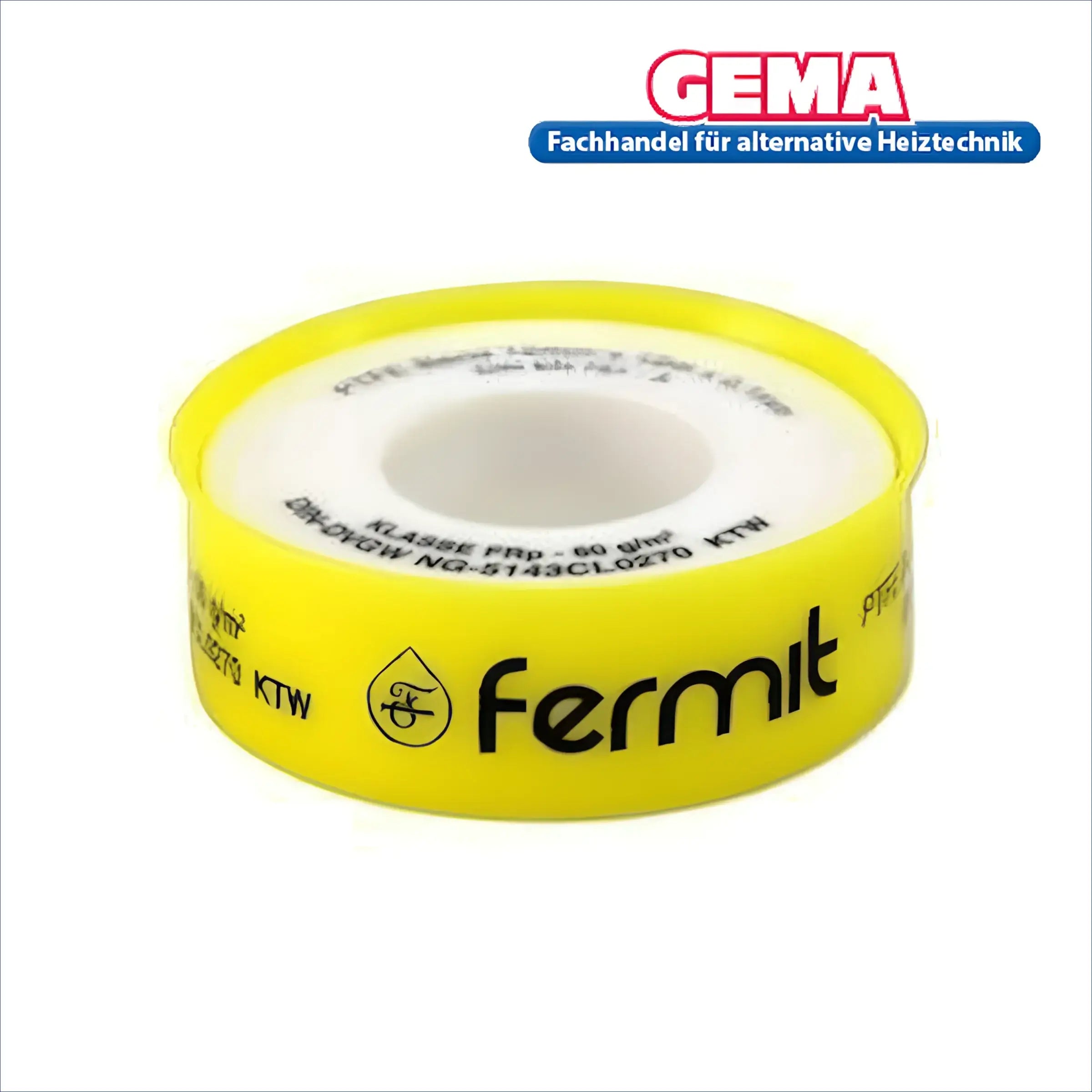 Gelber PTFE Gewindedichtband 12mmx12m, dvgw geprüft, hochwertige Qualität