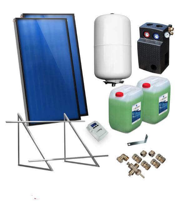 Solarpaket Flachkollektoren AMX 2.51 5.06 m² für Flachdach.