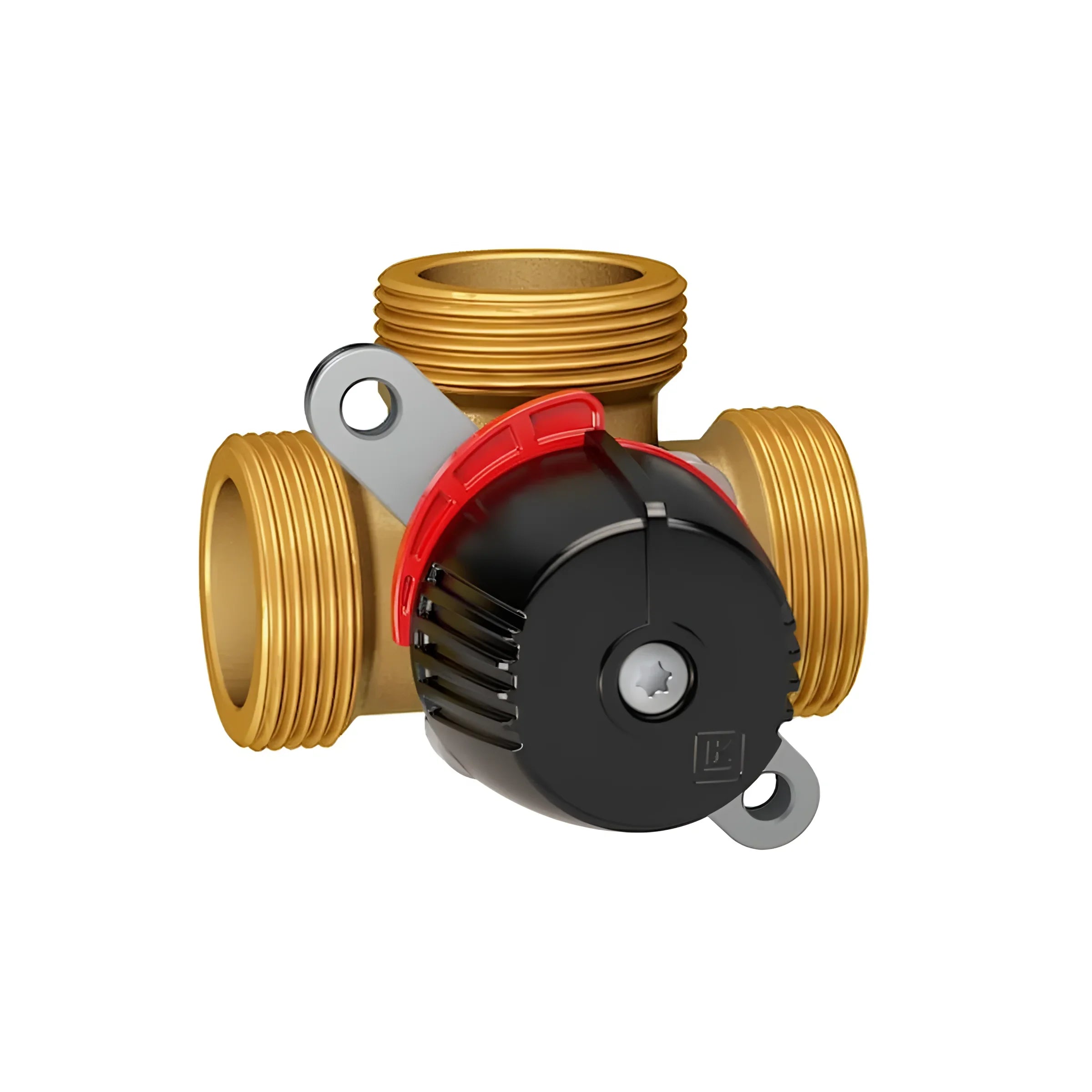 Brass plumbing valve mit rotem und schwarzem Griff, robustes CW617N Material für 3-wegs Mischer