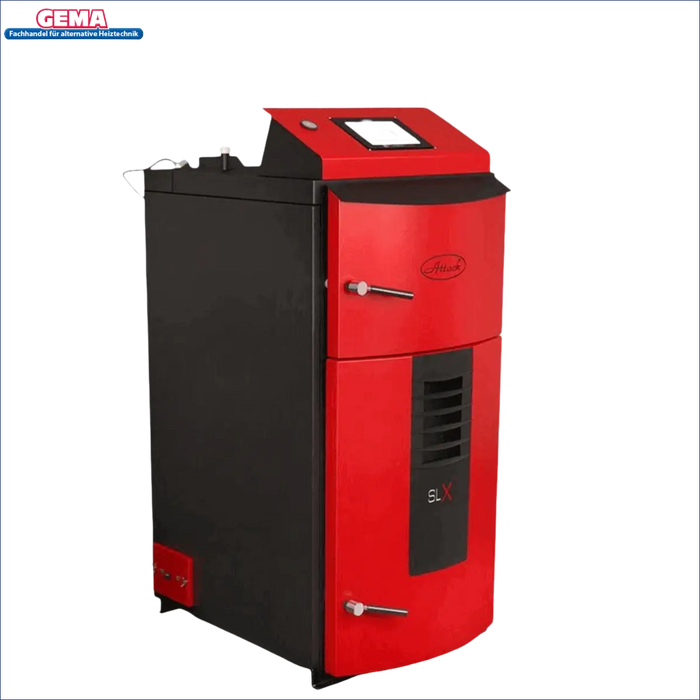 Rot- und schwarze Heizungsanlage im Produkt Holzvergaser Attack SLX Lambda Touch 20 kW