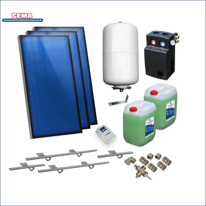Solarpaket Flachkollektoren AMX 2.0 von Sunex 7.17 m² Schrägdach - GEMA Shop