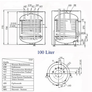 Warmwasserspeicher |Trinkwasserspeicher | Brauchwasserspeicher 100L-180L.