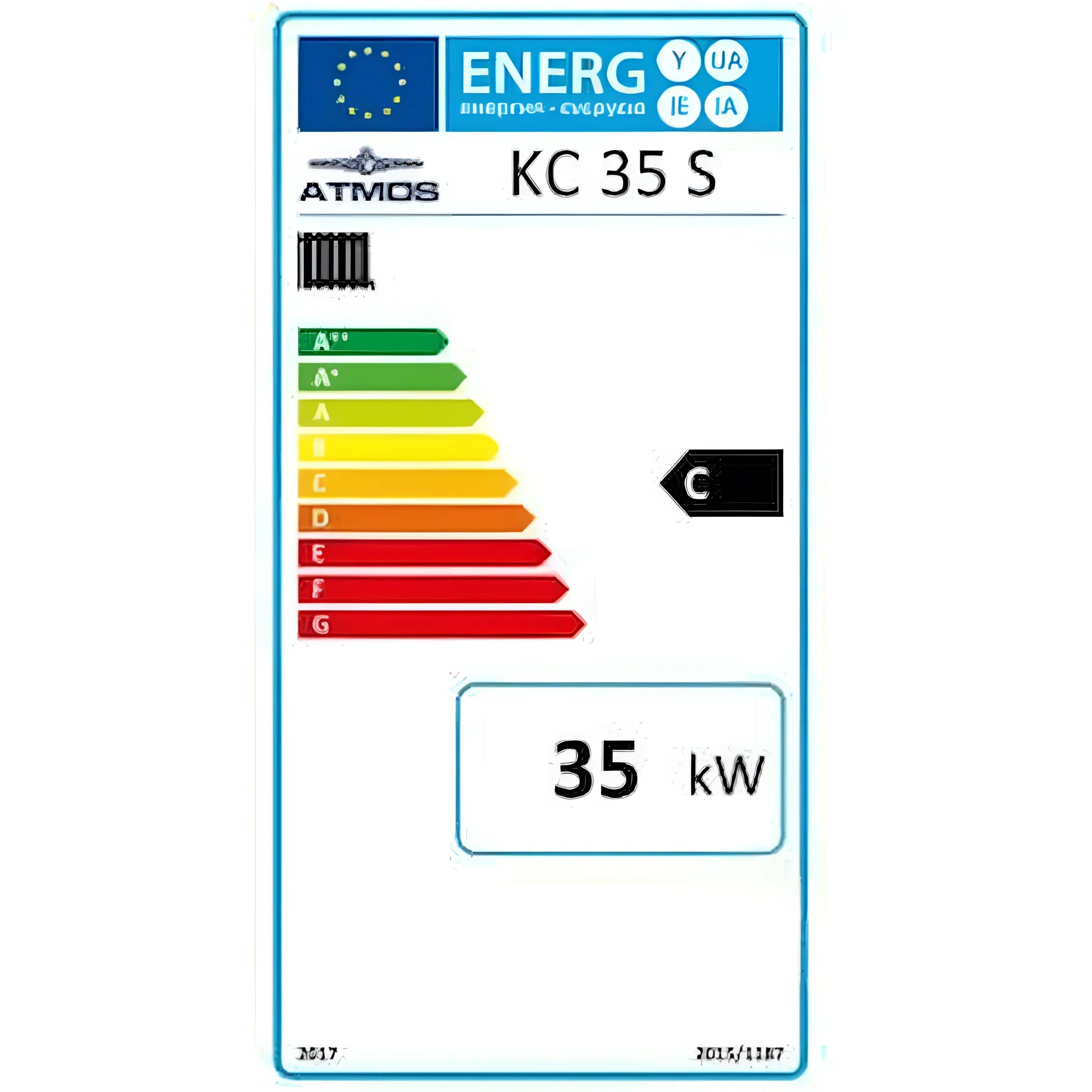 Energielabel für Atmos KC35S Kohlevergaserkessel, Energieeffizienzklasse C, Leistung 35 kW ⚡🔥