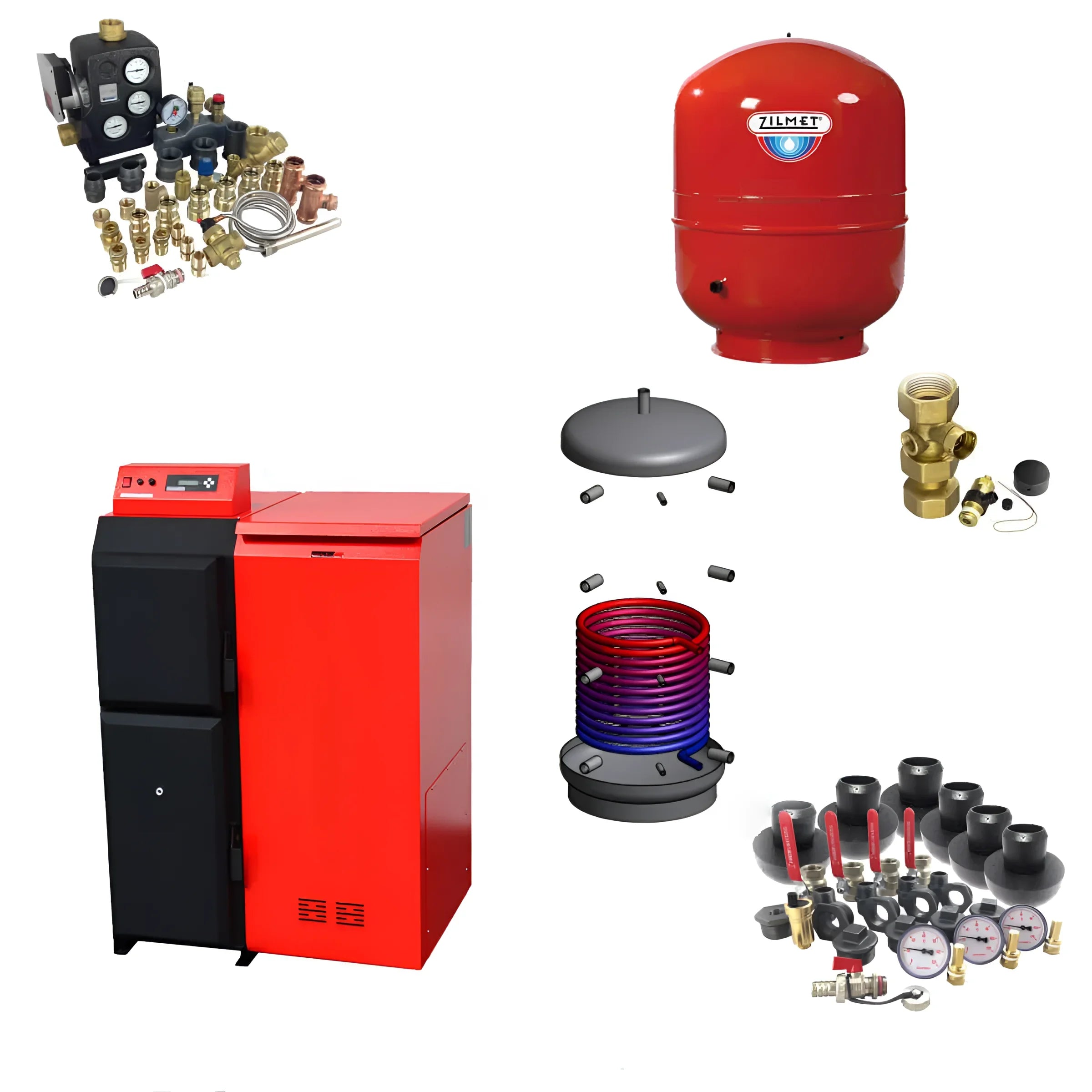 Komplettpaket für Heizsysteme: Thermoflux Heizkessel, verschiedene Ventile & Zubehör, effiziente Heizlösung 🔥💧