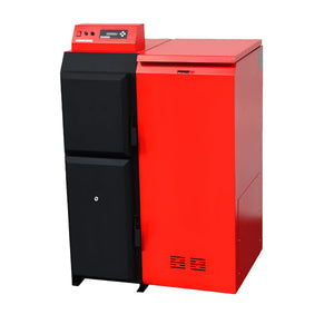 Red and black Thermoflux Pelling 35/150 mit Liter Pufferspeicher und Boilers