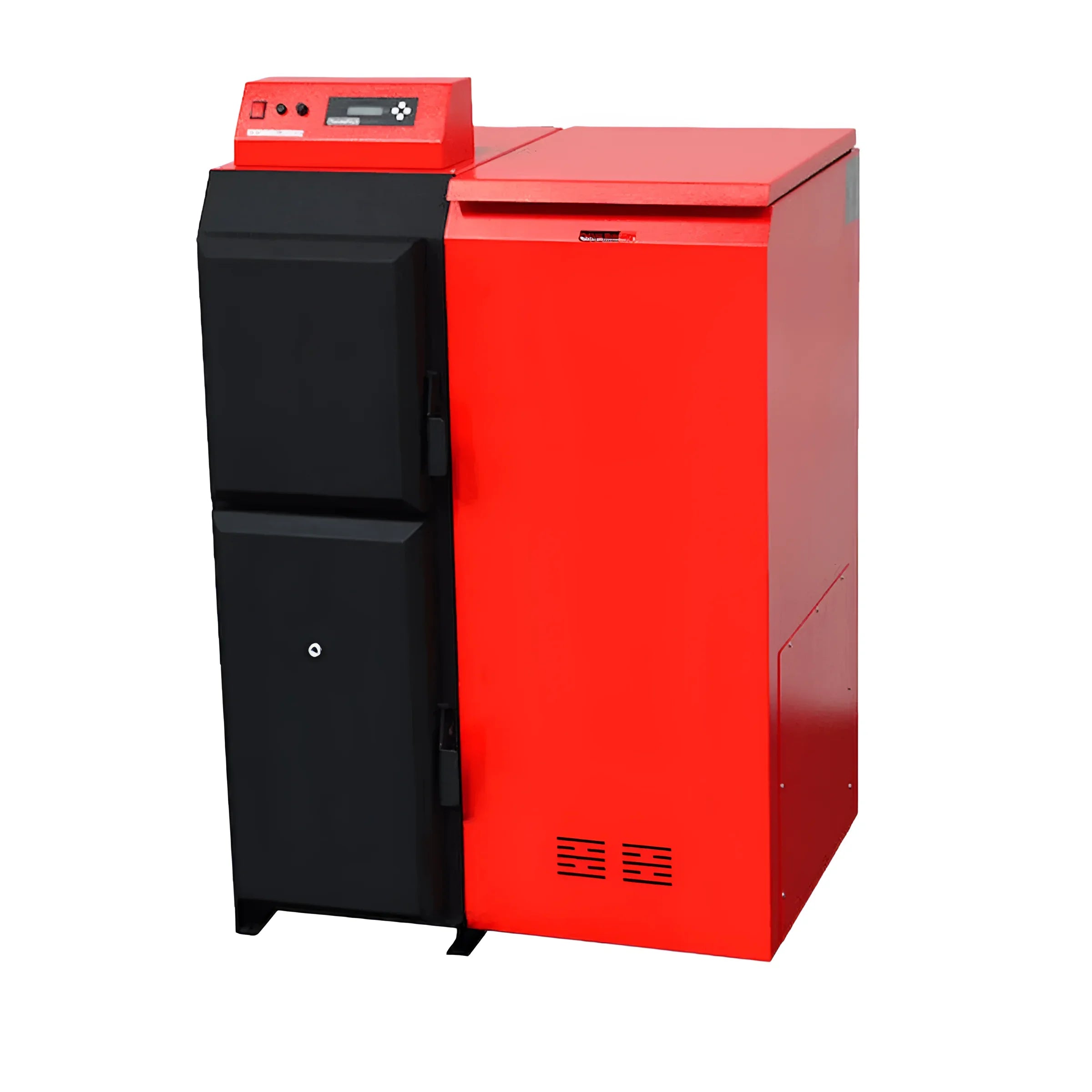 Rote und schwarze Heizungsanlage am Thermoflux 25/135 plus Solarpaket IV mit Liter Hygienespeicher
