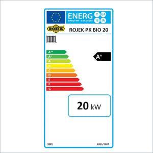 Energieeffizienzlabel für den ROJEK PK BIO 20 Kessel Holzvergaser
