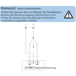Warnhinweis zur Installation des LK 950 Stellmotors ⚠️ 230V Mischerantrieb mit Dreipunktsteuerung 🔧