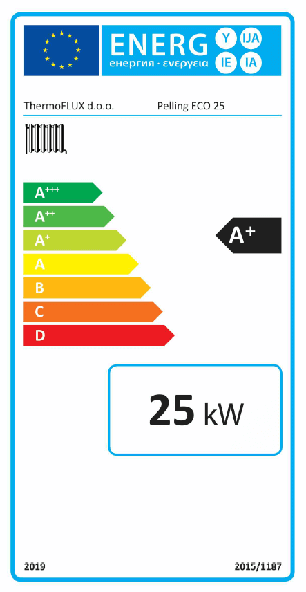 Pelletkessel Thermoflux Pelling Eco 25kW/75kg.