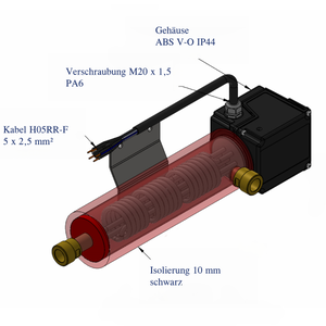 Diagramm des GEMA Durchlauferhitzers mit Gehäuse, Kabel und isolierter Heizeinheit 💡🔥. Optimal für Trinkwasser und Heizsysteme.