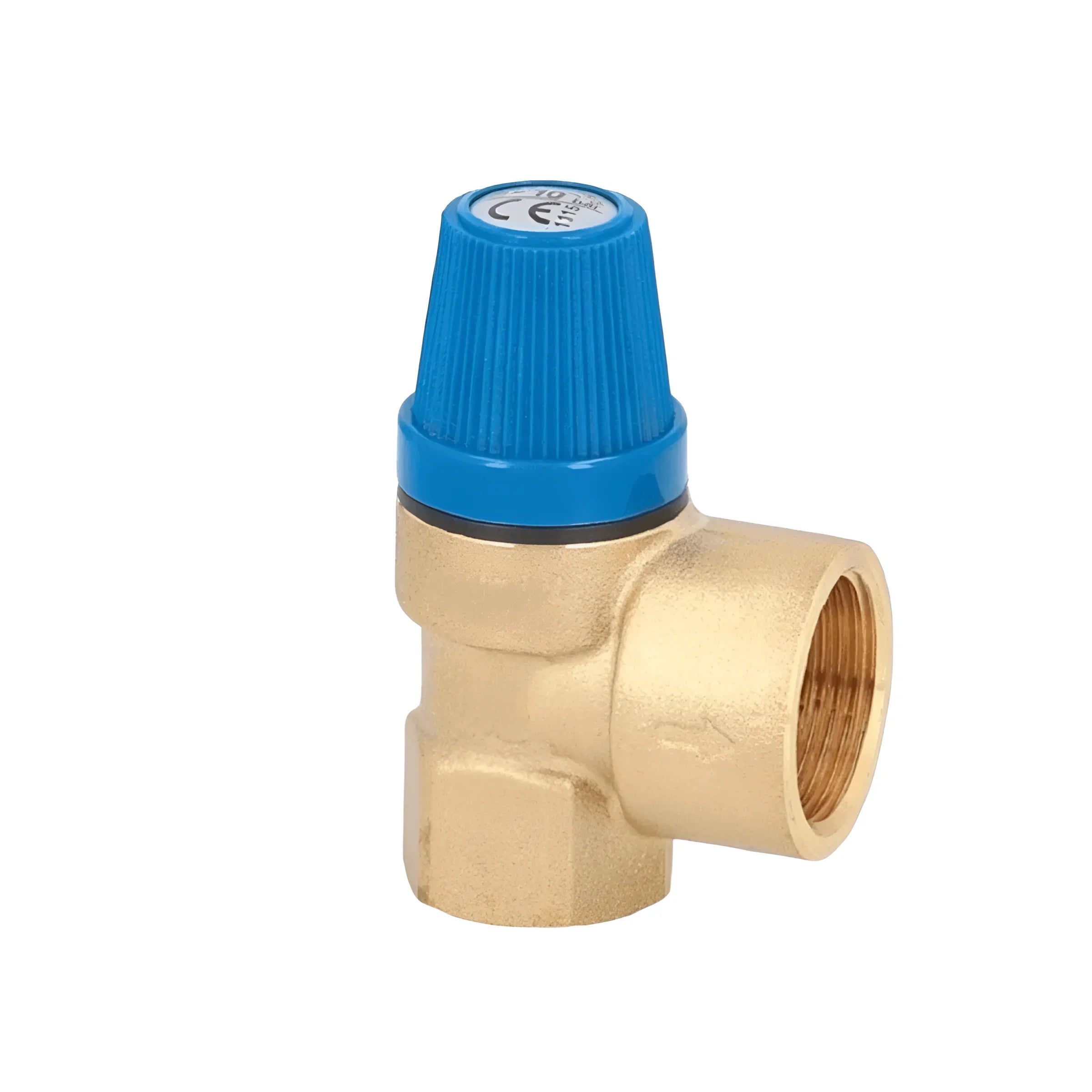 🌡️ Brass pressure relief valve with blue cap, ideal for safe water heating systems and plumbing. Durable & efficient.
