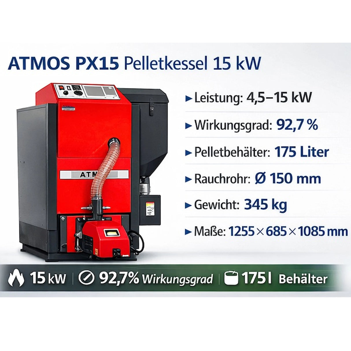 Pelletkessel ATMOS PX15 (förderfähig).