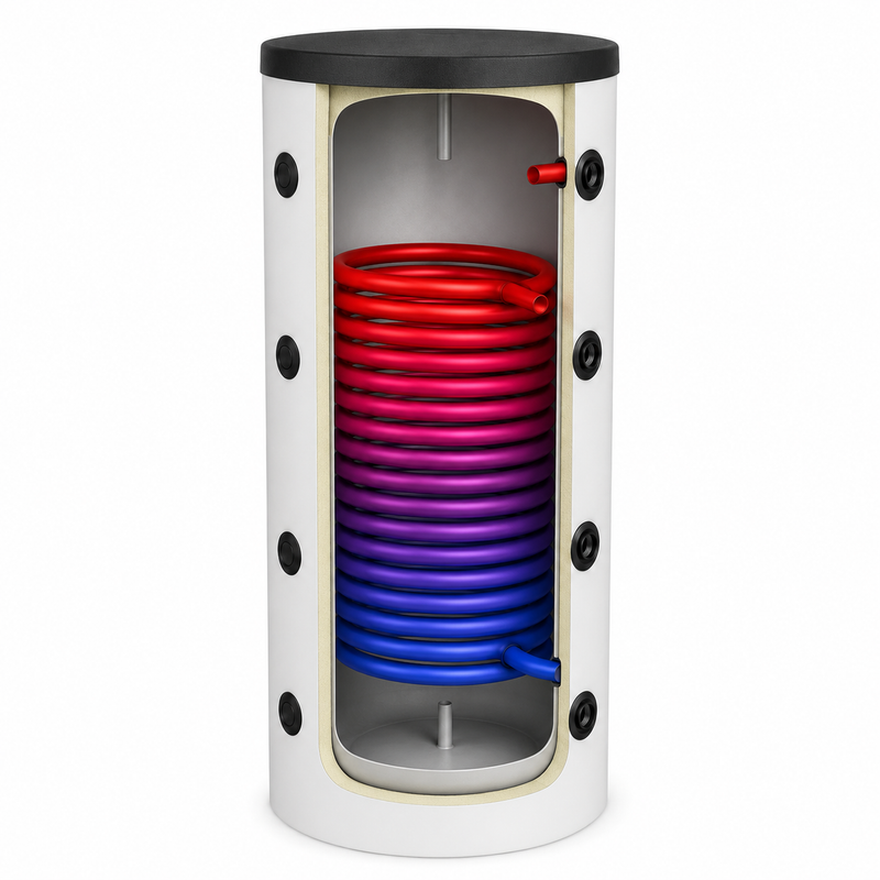 Energy - buffer memory with 1 heat exchanger