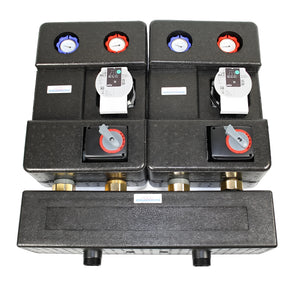 Heizkreisverteiler mit Pumpengruppe & Drei-Wegemischer.