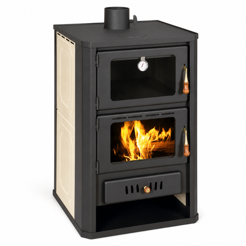 Warmwaterkachel met bakoven Prity rood - 19,8 kW