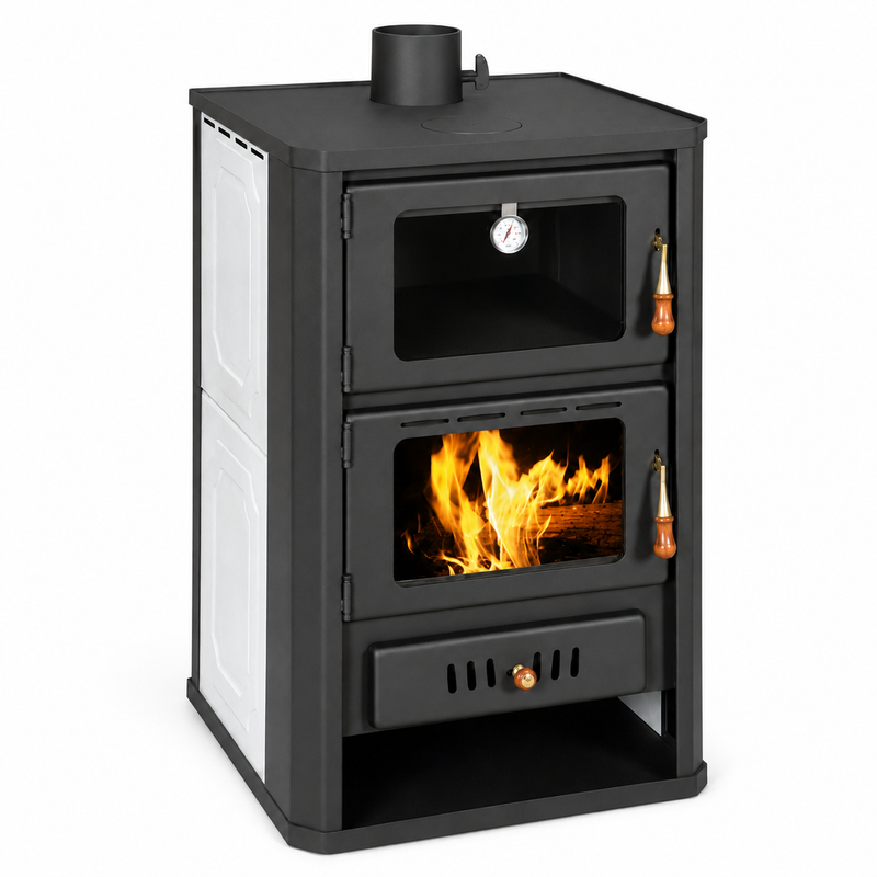 Warmwaterkachel met bakoven Prity rood - 19,8 kW