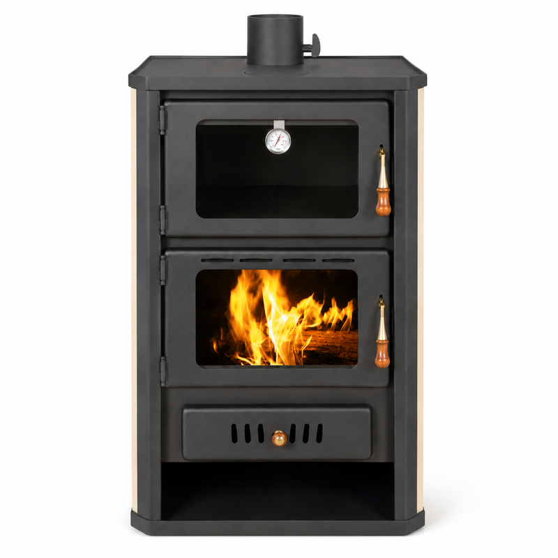 Warmwaterkachel met bakoven Prity rood - 19,8 kW