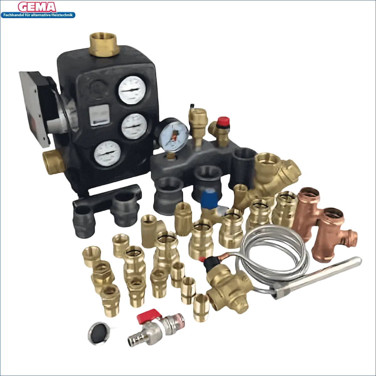 Plumbing and heating components des Anschlusspaket Defro Firewood in Produktpräsentation