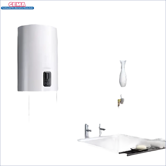 Ariston LYDOS ECO Warmwasserspeicher in modernem Badezimmer 🛁, elegant und umweltbewusst 🌱, optimale Warmwasserversorgung.