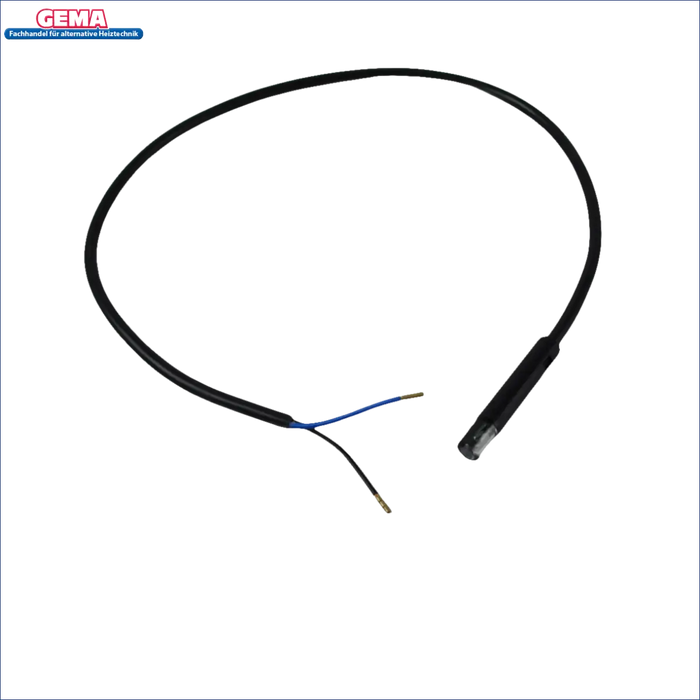 Schwarzes Kabel mit Sensor und freiliegenden Drähten für Attack Pelletkessel Fotozelle