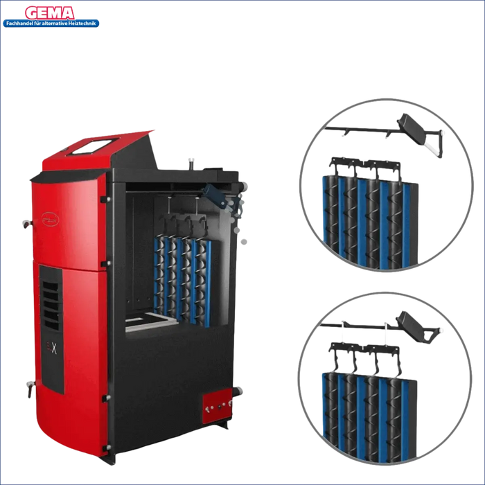 Rot und schwarzer Biomassekessel im Produkt Attack SLX Profi Holzvergaser 40 kW