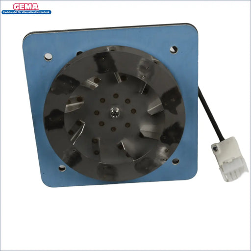 Attack Wood & Pellet Gebläse: Lüfterrad 🌀 auf Metallplatte mit Motor für optimale Leistung.