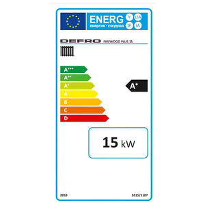 Energieeffizienzlabel für Defro Firewood 15 kW plus mit Pufferspeicher ohne WT