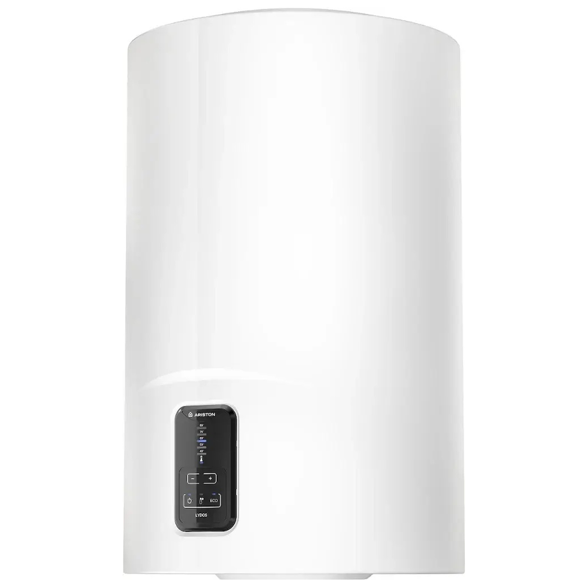 Ariston Lydos Warmwasserspeicher mit Digitalanzeige und Shower Ready Anzeige.