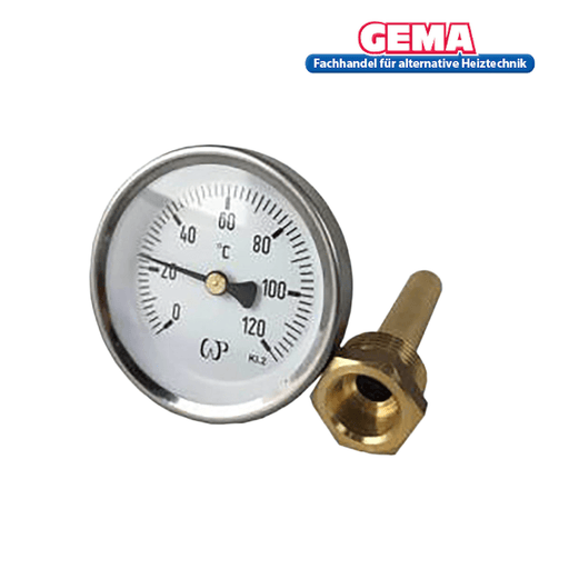 Ersatz Bimetall-Thermometer mit ☀️ Messbereich von 0°C bis 120°C, passend für Trinkwasserspeicher von Elektromet.