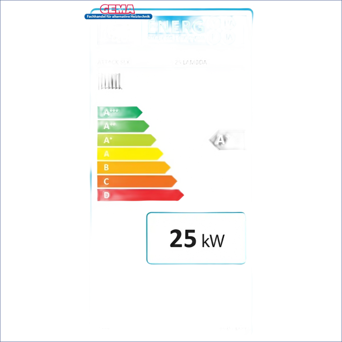 Energieeffizienzlabel für den Holzvergaser Attack SLX Lambda Touch 25 kW