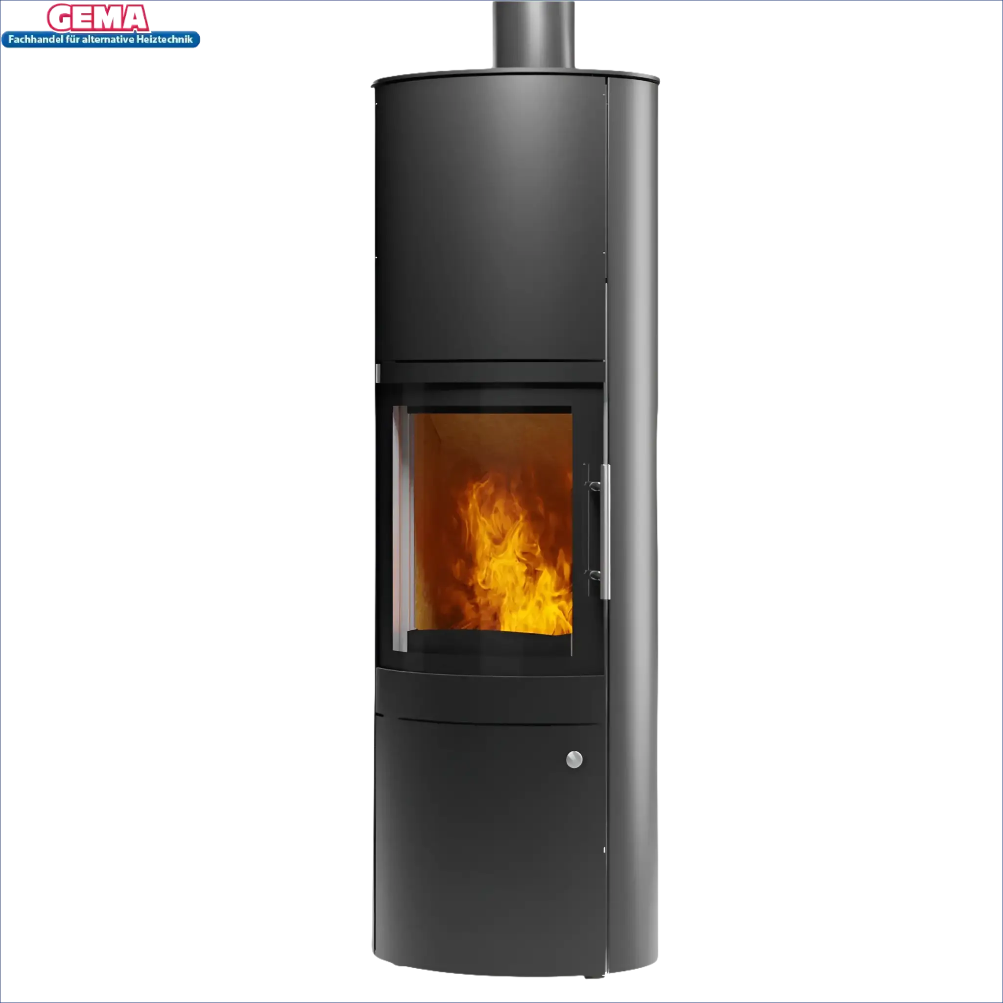 Kaminofen Leo 5kW mit sichtbaren Flammen, Rauchrohranschluss erfolgt, Leo verfügt
