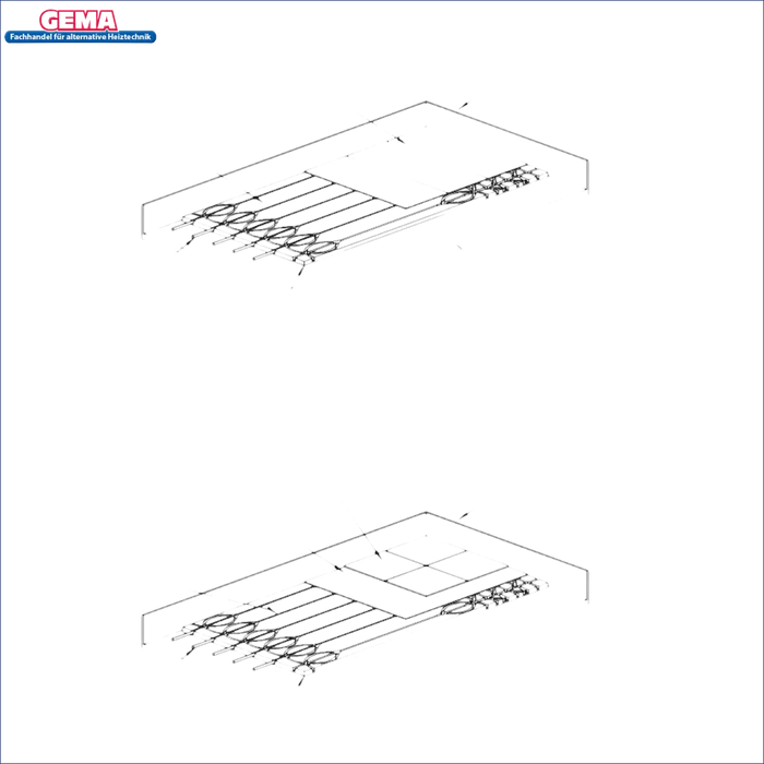 Diagramm des Fußbodenheizungssystems für MDF-Flächenheizsystem Basisplatte 1200x600x18