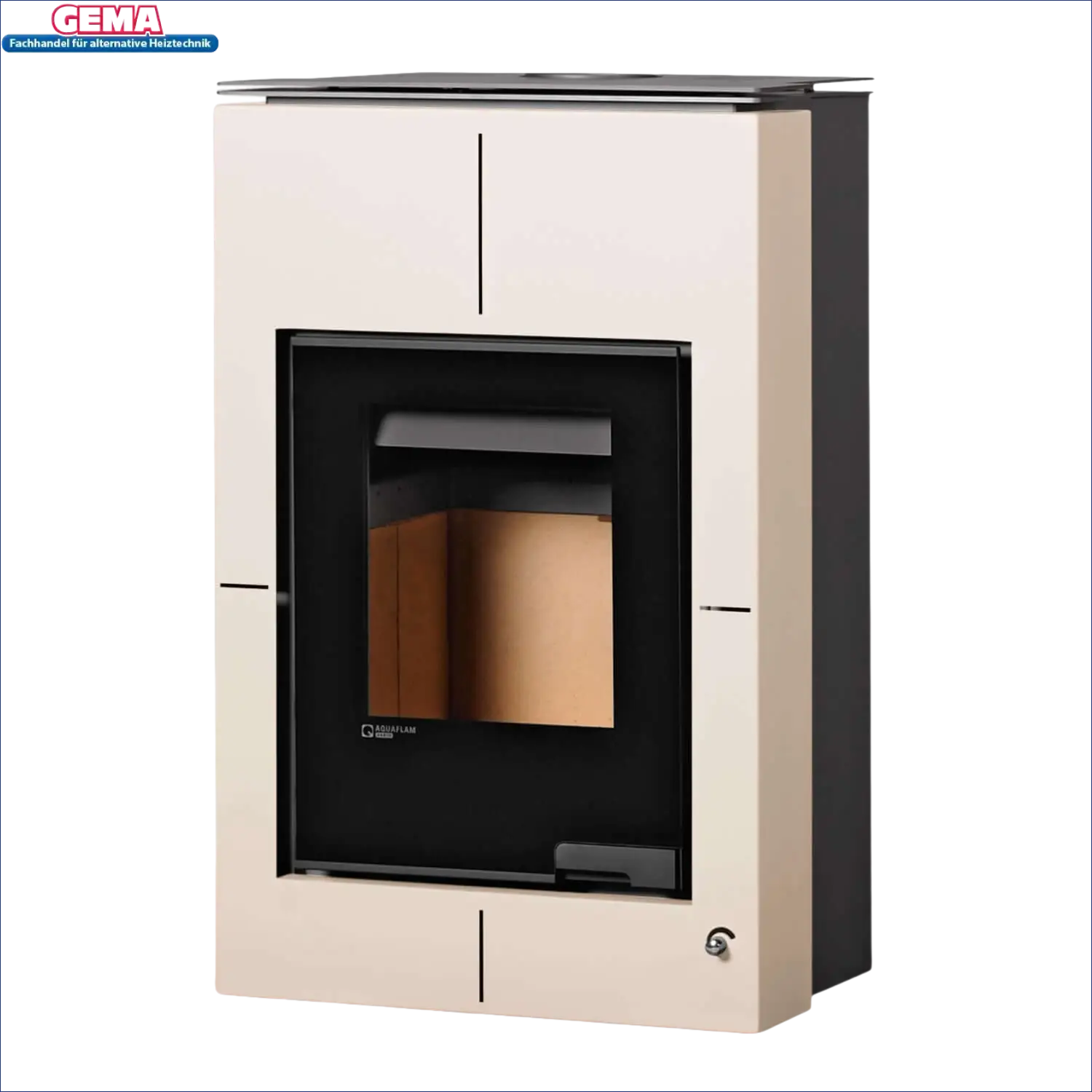 Moderner wasserführender Kaminofen mit 11 kW Leistung in elegante Designausführung