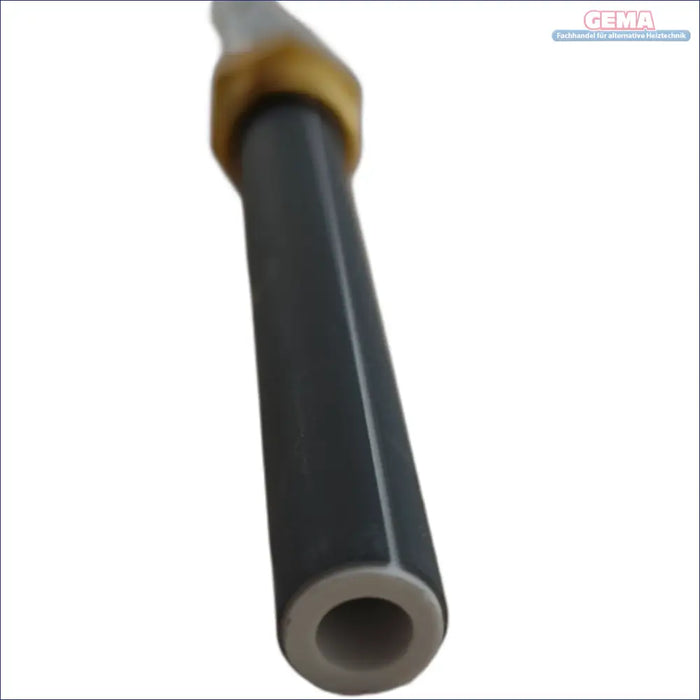 Hexagonaler grauer Metallstab mit goldfarbenem Ring für Thermoflux Pelling Eco Kaminzubehör