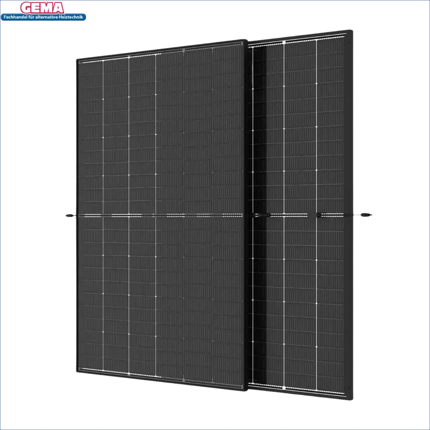 Zwei schwarze Solarzellen des PV Moduls Trina Vertex S+ Bifaziales 435 Wp