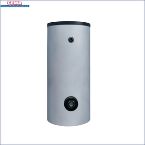 Cylindrischer Warmwasserspeicher mit schwarzem Rand für Sunex Fish S15 Wärmepumpenspeicher