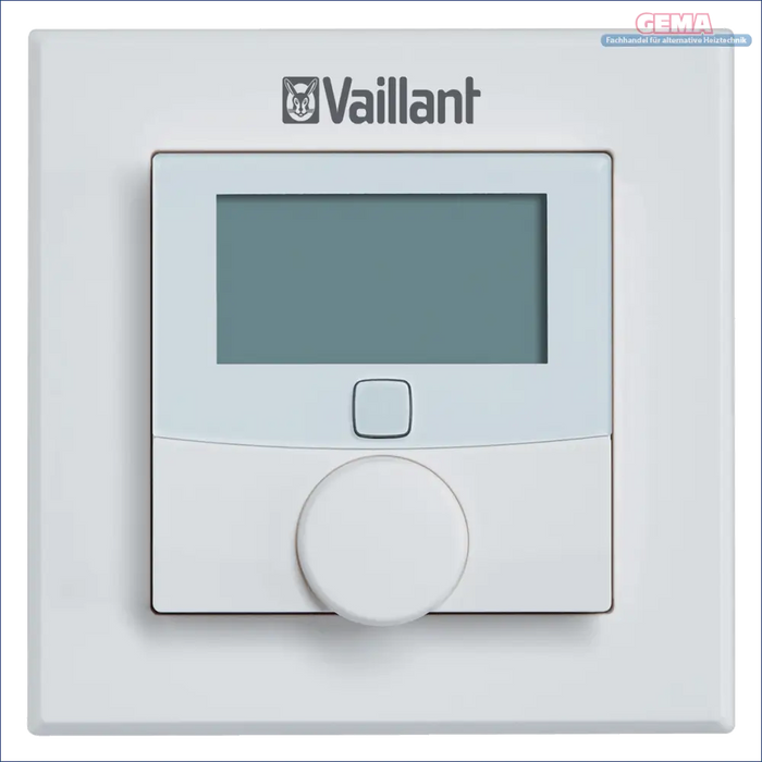 Weißer digitaler Thermostat für mobile Heizungssteuerung auf einem Display